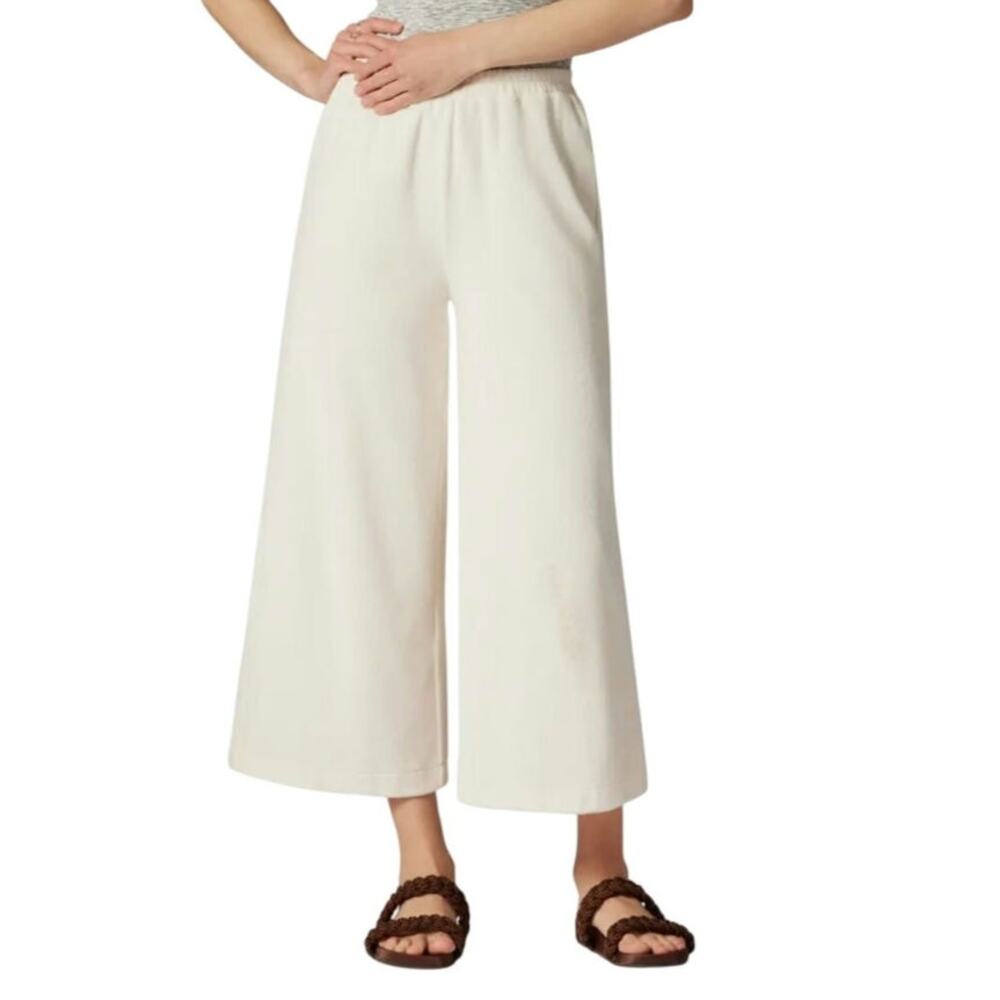 Joie Arden Terry Cloth Wide Leg Pants Women Medium Ivory Porcelain Beach Coastal